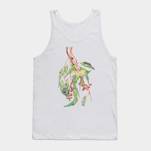 Watercolour eucalyptus tree branch with white flowers. Tank Top